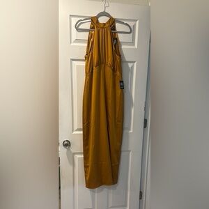 Express Mustard Yellow Satin Dress